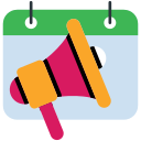 Illustration d'un mégaphone sur un calendrier